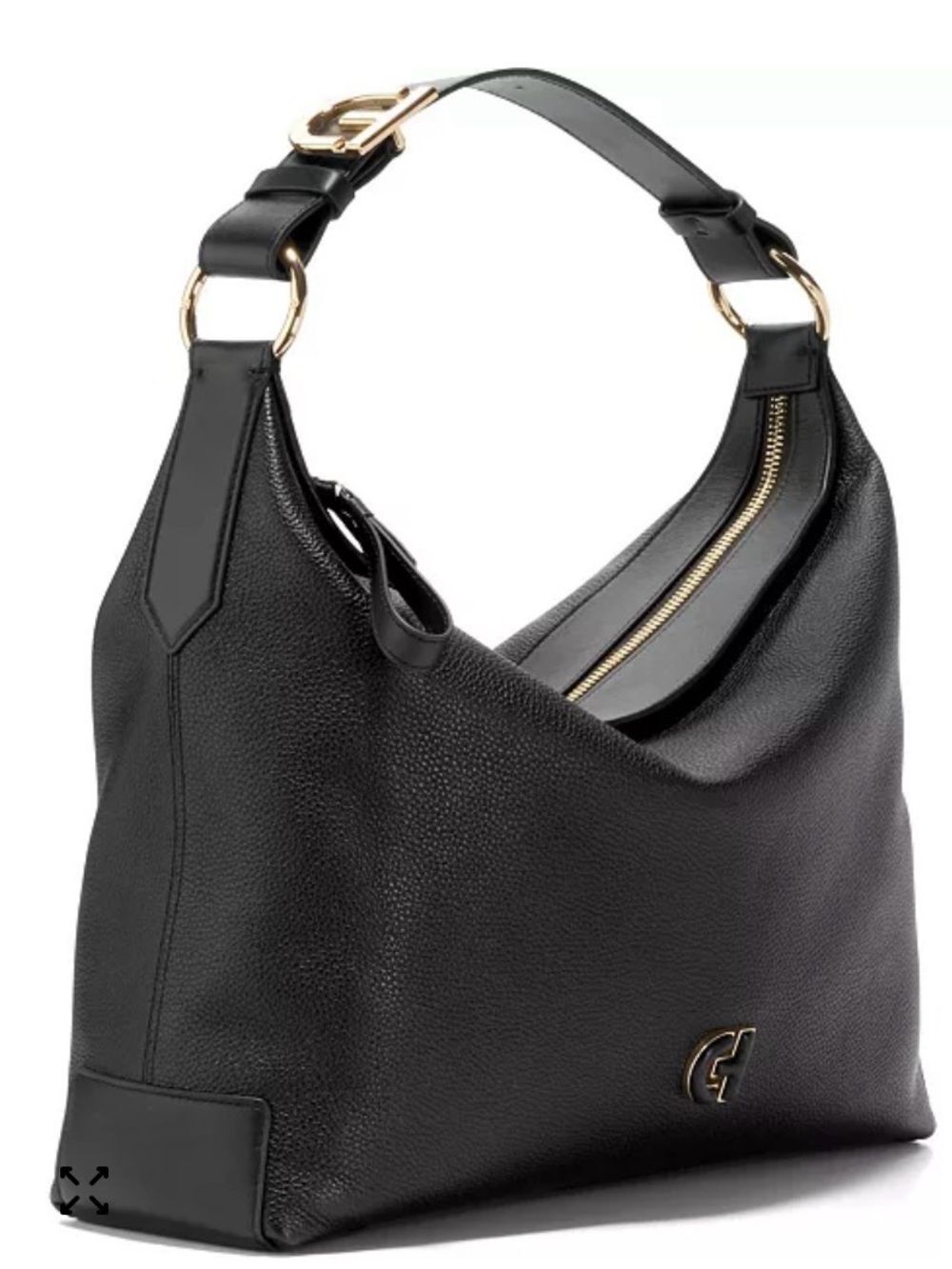 Cole Haan Kamila Black Leather Hobo with Gold Hardware